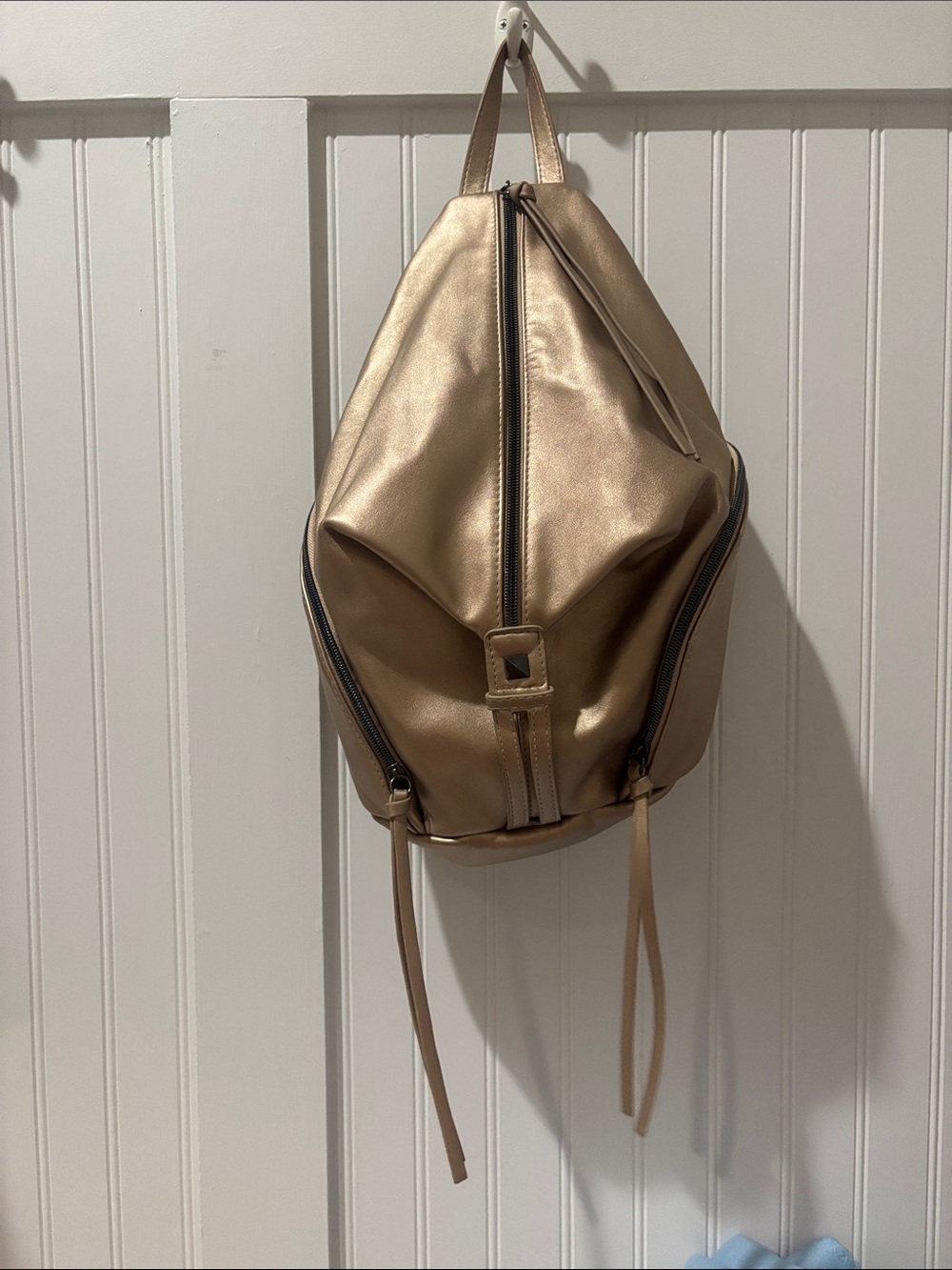 Metallic Gold Women’s Backpack Purse - Stylish Everyday Bag